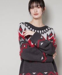 新品‼️ナノ・ユニバース柄編みニット リリヤーン 透かし編み柄 ニット プルオーバー
