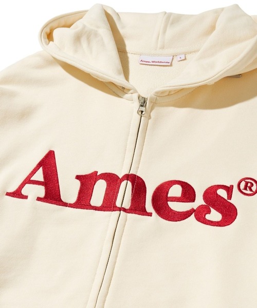 AMESWORLDWIDE(アメスワールドワイド)の「【UNISEX】AMES WORLDWIDE /ベーシックロゴジップフーディー(パーカー・レディース・ブラック/グレー/クリーム/チャコール/ネイビー・SMALL/MEDIUM/LARGE)」の9枚目の写真