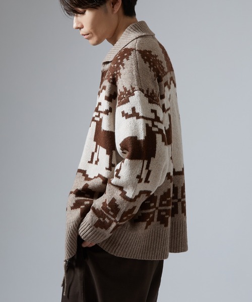 improves(インプローブス)の「ノルディック柄 カウチンニット セーター(カーディガン/ボレロ・メンズ・グレー/ネイビー/ブラウン・MEDIUM/LARGE/X-LARGE)」の11枚目の写真