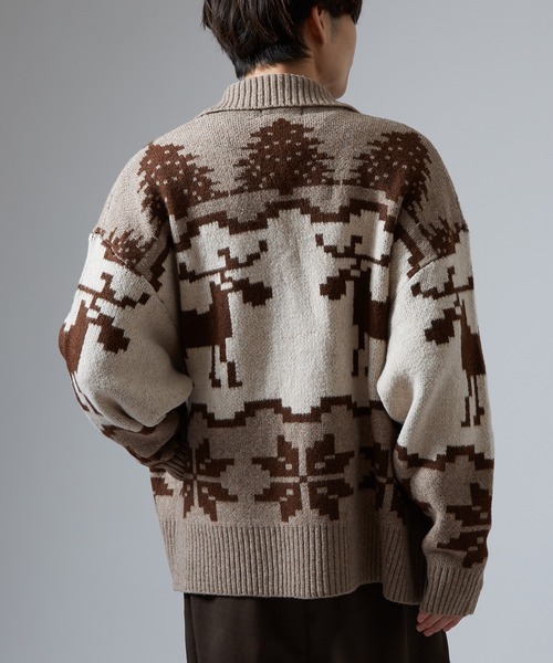 improves(インプローブス)の「ノルディック柄 カウチンニット セーター(カーディガン/ボレロ・メンズ・グレー/ネイビー/ブラウン・MEDIUM/LARGE/X-LARGE)」の12枚目の写真