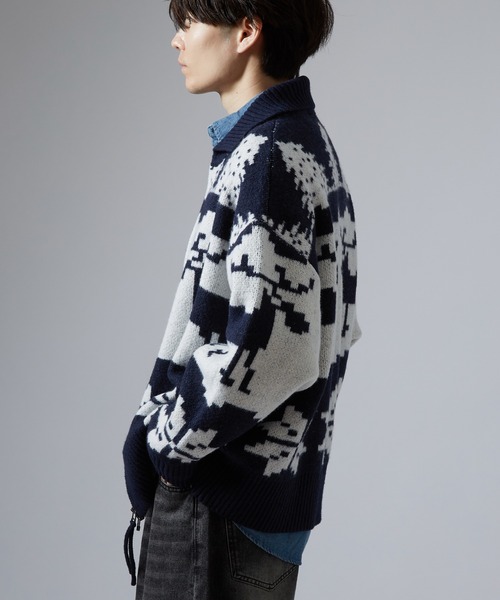 セール】ノルディック柄 カウチンニット セーター（カーディガン