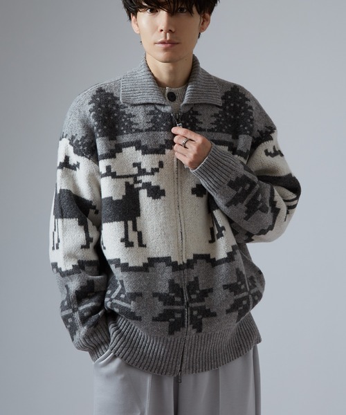 セール】ノルディック柄 カウチンニット セーター（カーディガン