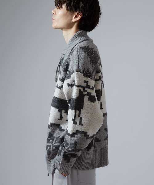 improves(インプローブス)の「ノルディック柄 カウチンニット セーター(カーディガン/ボレロ・メンズ・グレー/ネイビー/ブラウン・MEDIUM/LARGE/X-LARGE)」の5枚目の写真