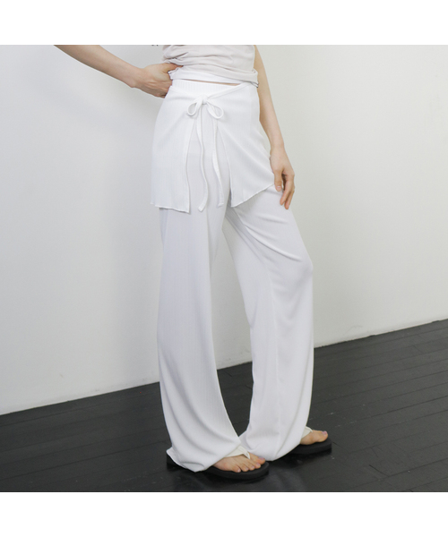 DEARSTALKER(ディアストーカー)の「D. ベーシック リブ ラップスカート パンツ - 2 色(その他パンツ・レディース・アイボリー/ブラック・FREE)」の2枚目の写真