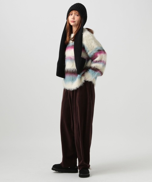 BAYFLOW（ベイフロー）の「ロングヘアーボーダーニット（ニット/セーター・レディース・チャコール/オフホワイト・FREE）」の16枚目の写真