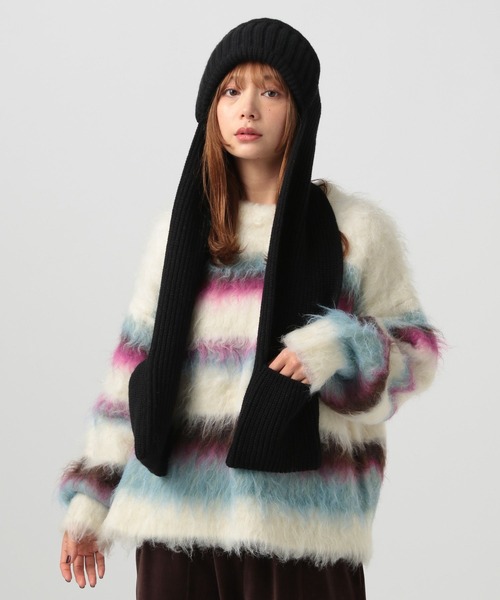 BAYFLOW（ベイフロー）の「ロングヘアーボーダーニット（ニット/セーター・レディース・チャコール/オフホワイト・FREE）」の17枚目の写真