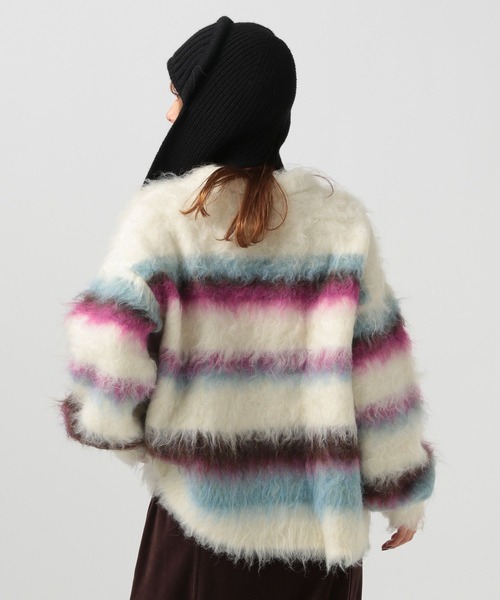 BAYFLOW（ベイフロー）の「ロングヘアーボーダーニット（ニット/セーター・レディース・チャコール/オフホワイト・FREE）」の20枚目の写真