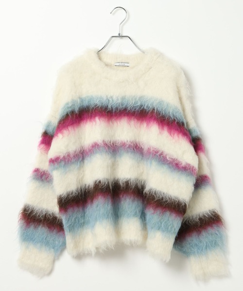 BAYFLOW（ベイフロー）の「ロングヘアーボーダーニット（ニット/セーター・レディース・チャコール/オフホワイト・FREE）」の13枚目の写真