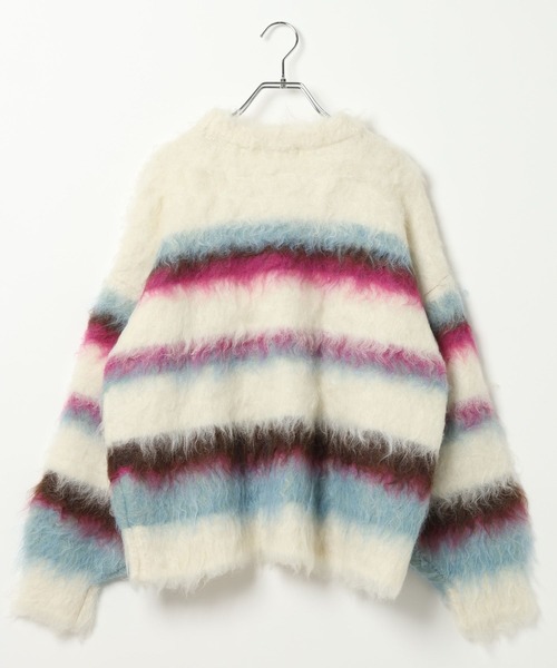 BAYFLOW（ベイフロー）の「ロングヘアーボーダーニット（ニット/セーター・レディース・チャコール/オフホワイト・FREE）」の15枚目の写真