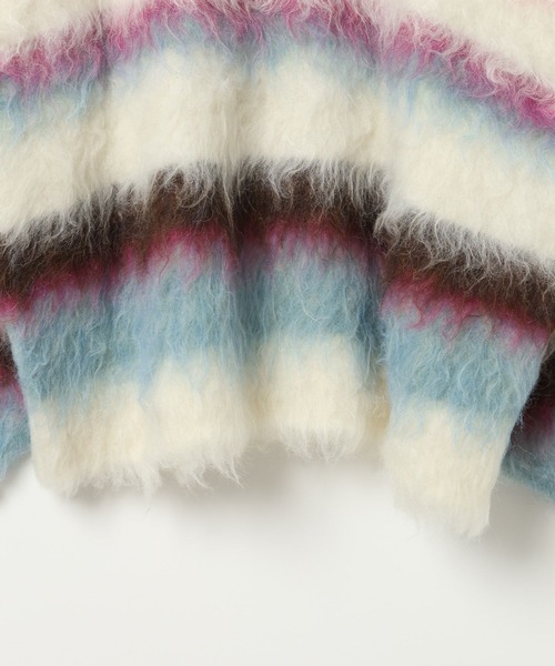 BAYFLOW（ベイフロー）の「ロングヘアーボーダーニット（ニット/セーター・レディース・チャコール/オフホワイト・FREE）」の9枚目の写真