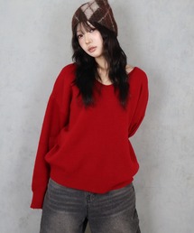 BARELY BLUE（ベアリーブルー）の「【 BARELY BLUE / ベアリーブルー 】 モヘア タッチ ルーズ Vニット（ニット/セーター）」