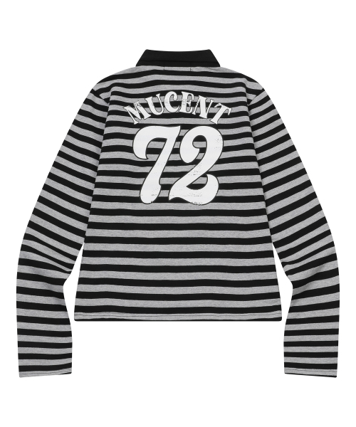 MUCENT(ムセント)の「バイズクラックバッグ72ストライプカラー長袖Tシャツ(ポロシャツ・レディース・ブラック×グレー・FREE)」の5枚目の写真