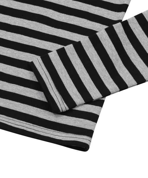 MUCENT(ムセント)の「バイズクラックバッグ72ストライプカラー長袖Tシャツ(ポロシャツ・レディース・ブラック×グレー・FREE)」の2枚目の写真