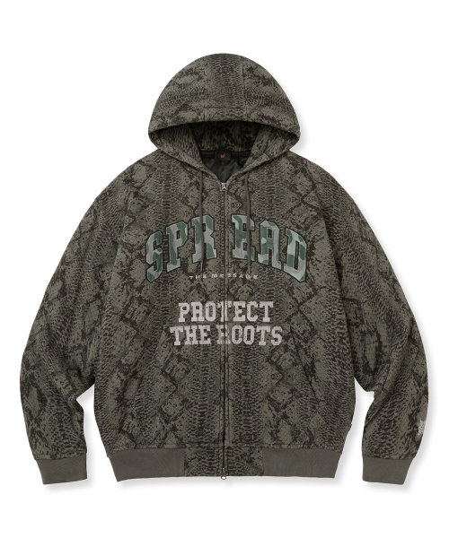 SPREAD PADDED HOOD ZIP UP - CHARCOAL（パーカー）｜BROWNBREATH