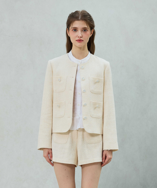 ARI(アリ)の「CHERISH TWEED JACKET / WHITE(テーラードジャケット・レディース・ホワイト・FREE)」の1枚目の写真