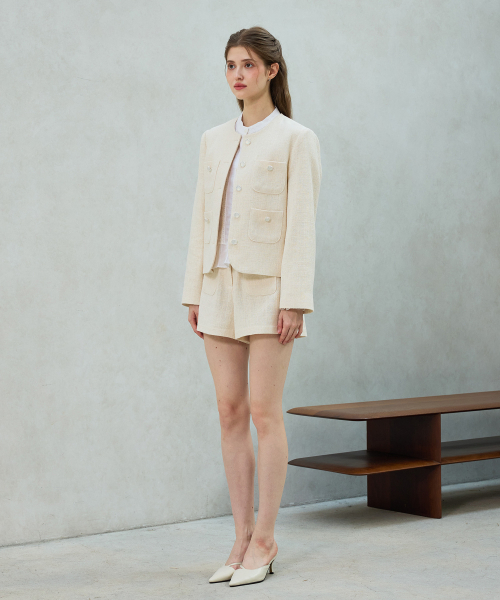ARI(アリ)の「CHERISH TWEED JACKET / WHITE(テーラードジャケット・レディース・ホワイト・FREE)」の4枚目の写真