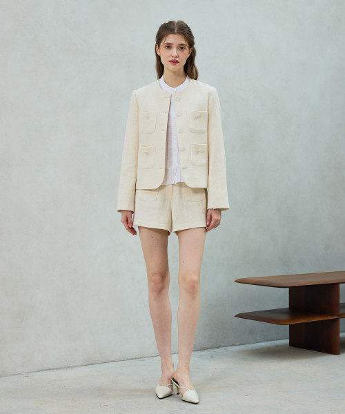 ARI(アリ)の「CHERISH TWEED JACKET / WHITE(テーラードジャケット・レディース・ホワイト・FREE)」の2枚目の写真