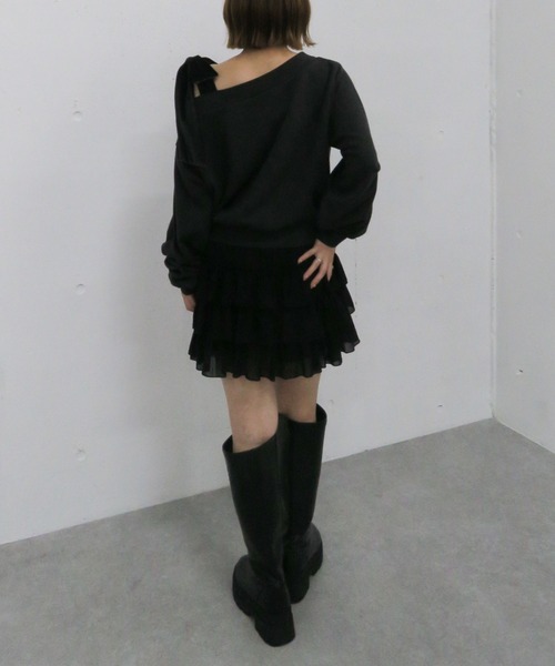 archives（アルシーヴ）の「ベロアリボンタックオフショルスウェット（スウェット・レディース・グレー/チャコールグレー/アイボリー・MEDIUM）」の12枚目の写真