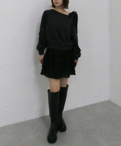 archives（アルシーヴ）の「ベロアリボンタックオフショルスウェット（スウェット・レディース・グレー/チャコールグレー/アイボリー・MEDIUM）」の10枚目の写真