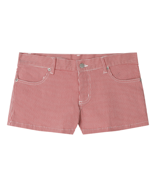 SUNDAY FRUIT MARKET(サンデーフルーツマーケット)の「W) THIN STRIPE SHORT RED(その他パンツ・レディース・その他・SMALL/LARGE)」の1枚目の写真