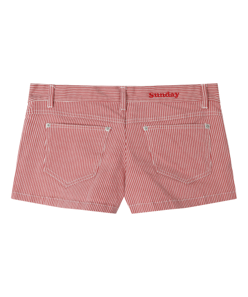 SUNDAY FRUIT MARKET(サンデーフルーツマーケット)の「W) THIN STRIPE SHORT RED(その他パンツ・レディース・その他・SMALL/LARGE)」の2枚目の写真