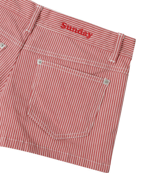 SUNDAY FRUIT MARKET(サンデーフルーツマーケット)の「W) THIN STRIPE SHORT RED(その他パンツ・レディース・その他・SMALL/LARGE)」の5枚目の写真