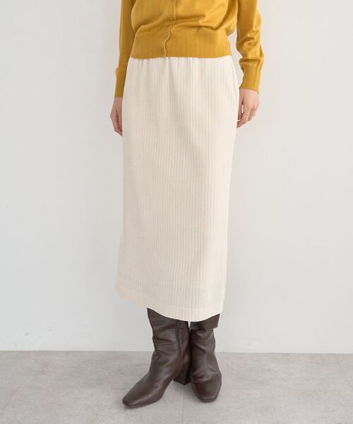 YECCA VECCA（イェッカヴェッカ）の「コーデュロイナロースカート（スカート・レディース・チャコールグレー/アイボリー/ブラウン・FREE）」の2枚目の写真
