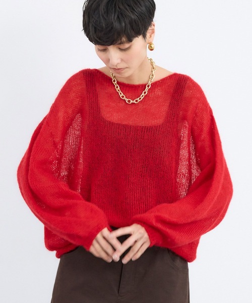 BARNYARDSTORM（バンヤードストーム）の「BARNYARDSTORM / モヘア袖ボリュームニット（ニット/セーター・レディース・ブルー/ホワイト/レッド/ベージュ・FREE）」の15枚目の写真