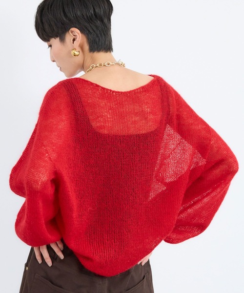 BARNYARDSTORM（バンヤードストーム）の「BARNYARDSTORM / モヘア袖ボリュームニット（ニット/セーター・レディース・ブルー/ホワイト/レッド/ベージュ・FREE）」の14枚目の写真