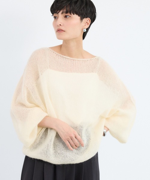 BARNYARDSTORM（バンヤードストーム）の「BARNYARDSTORM / モヘア袖ボリュームニット（ニット/セーター・レディース・ブルー/ホワイト/レッド/ベージュ・FREE）」の5枚目の写真