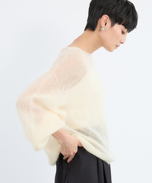 BARNYARDSTORM（バンヤードストーム）の「BARNYARDSTORM / モヘア袖ボリュームニット（ニット/セーター・レディース・ブルー/ホワイト/レッド/ベージュ・FREE）」の6枚目の写真