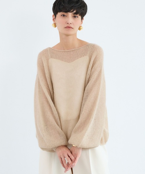 BARNYARDSTORM（バンヤードストーム）の「BARNYARDSTORM / モヘア袖ボリュームニット（ニット/セーター・レディース・ブルー/ホワイト/レッド/ベージュ・FREE）」の10枚目の写真