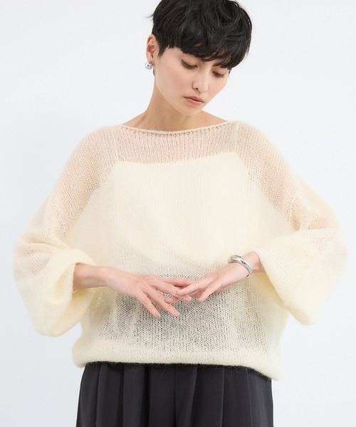 BARNYARDSTORM（バンヤードストーム）の「BARNYARDSTORM / モヘア袖ボリュームニット（ニット/セーター・レディース・ブルー/ホワイト/レッド/ベージュ・FREE）」の18枚目の写真