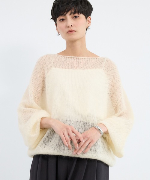 BARNYARDSTORM（バンヤードストーム）の「BARNYARDSTORM / モヘア袖ボリュームニット（ニット/セーター・レディース・ブルー/ホワイト/レッド/ベージュ・FREE）」の19枚目の写真