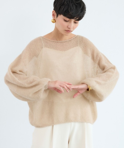 BARNYARDSTORM（バンヤードストーム）の「BARNYARDSTORM / モヘア袖ボリュームニット（ニット/セーター・レディース・ブルー/ホワイト/レッド/ベージュ・FREE）」の11枚目の写真