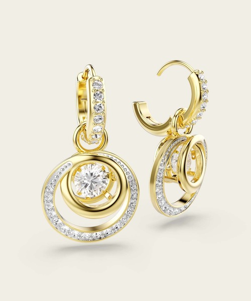 SWAROVSKI(スワロフスキー)の「【公式】【スワロフスキー】Hyperbola ドロップピアス, ラウンドカット, ホワイト, ゴールドトーン・プレーティング(ピアス(両耳用)・レディース・ホワイト・ONE SIZE)」の4枚目の写真