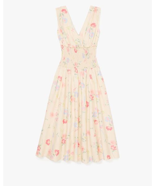 kate spade new york(ケイトスペード ニューヨーク)の「ウィムジカル ガーデン スモックド ミディ ドレス(ワンピース・レディース・ベージュ・MEDIUM/SMALL/X-SMALL)」の5枚目の写真