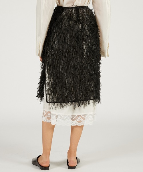 PRANK PROJECT（プランクプロジェクト）の「【2026Spring Pre-Order】シアーフェザーラップスカート / Sheer Feather Wrap Skirt（スカート・レディース・ブラック/ホワイト・FREE）」の11枚目の写真