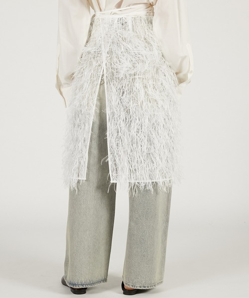 PRANK PROJECT（プランクプロジェクト）の「【2026Spring Pre-Order】シアーフェザーラップスカート / Sheer Feather Wrap Skirt（スカート・レディース・ブラック/ホワイト・FREE）」の7枚目の写真