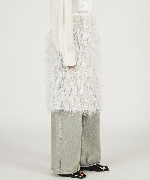 PRANK PROJECT（プランクプロジェクト）の「【2026Spring Pre-Order】シアーフェザーラップスカート / Sheer Feather Wrap Skirt（スカート・レディース・ブラック/ホワイト・FREE）」の8枚目の写真