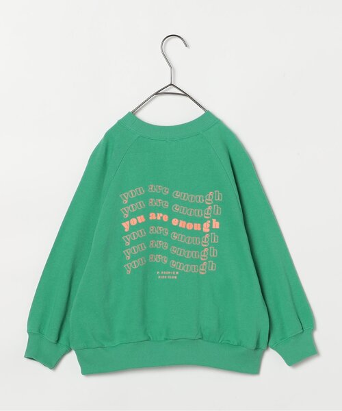 p.premier(ピードットプルミエ)の「イロチ買いしたいスプリングロゴトレーナー_ジュニア対応(スウェット・キッズ・グリーン/ピンク/チャコール/オレンジ/イエロー/ブルー/クリーム/オフホワイト・80/90/100/110/120/130/140)」の15枚目の写真