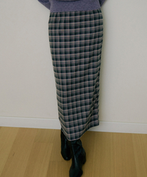 EOT SOFT CHECK MAXI SKIRT PINK GREEN