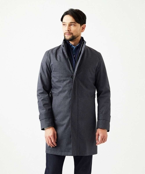 MICHEL KLEIN HOMME (ミッシェルクランオム)の「2WAYスタンドカラーロングコート(ステンカラーコート・メンズ・グレー/ネイビー・MEDIUM/LARGE/X-LARGE)」の18枚目の写真