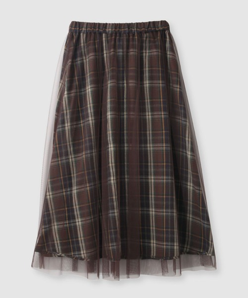 Mac-House（マックハウス）の「Idnes　リバーシブルネルチェックスカート（スカート・レディース・ブラウン系/ネイビー系・FREE）」の3枚目の写真