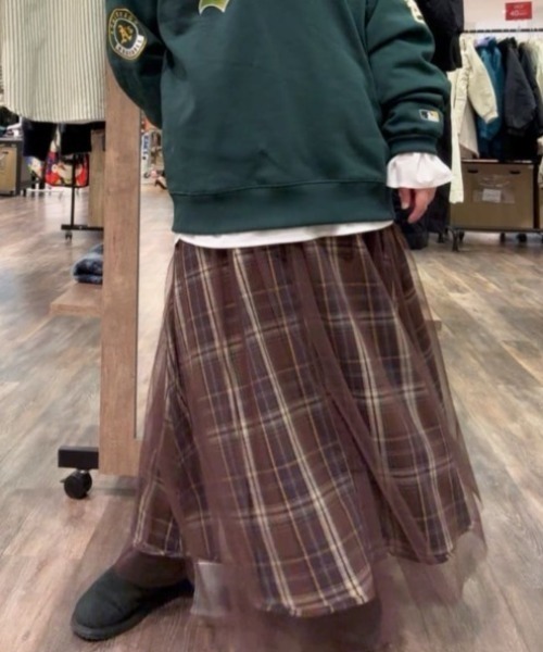Mac-House（マックハウス）の「Idnes　リバーシブルネルチェックスカート（スカート・レディース・ブラウン系/ネイビー系・FREE）」の20枚目の写真