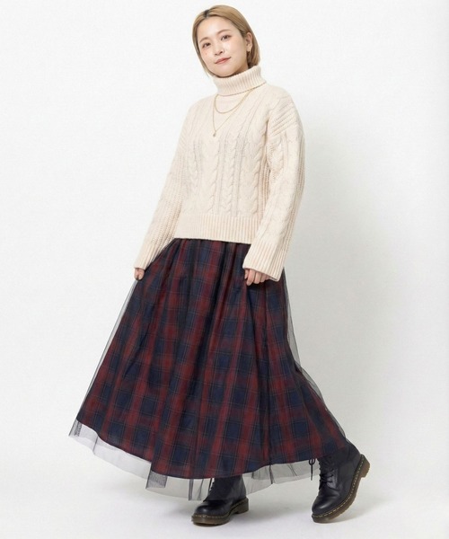 Mac-House（マックハウス）の「Idnes　リバーシブルネルチェックスカート（スカート・レディース・ブラウン系/ネイビー系・FREE）」の15枚目の写真