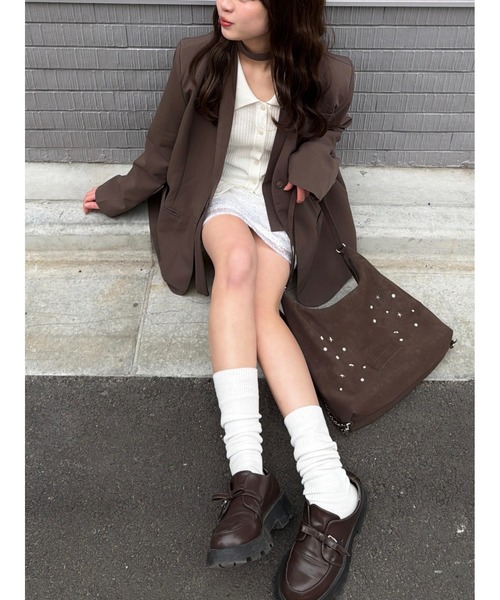 mellowneon（メロウネオン）の「3wayスウェードライクスタッズバッグ/リュック/ナップサック/ショルダーバッグ（ショルダーバッグ・レディース・ベージュ/ブラウン・FREE）」の22枚目の写真