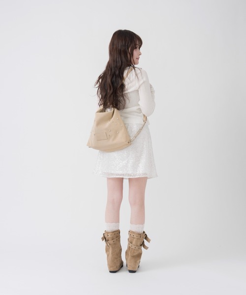 mellowneon（メロウネオン）の「3wayスウェードライクスタッズバッグ/リュック/ナップサック/ショルダーバッグ（ショルダーバッグ・レディース・ベージュ/ブラウン・FREE）」の13枚目の写真