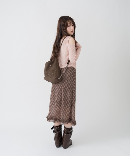 mellowneon（メロウネオン）の「3wayスウェードライクスタッズバッグ/リュック/ナップサック/ショルダーバッグ（ショルダーバッグ・レディース・ベージュ/ブラウン・FREE）」の8枚目の写真