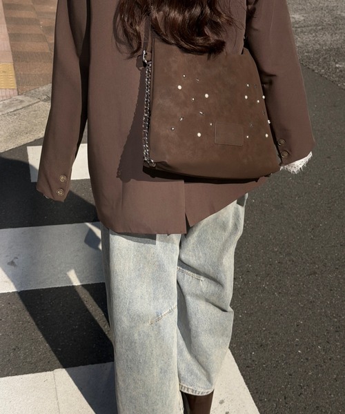 mellowneon（メロウネオン）の「3wayスウェードライクスタッズバッグ/リュック/ナップサック/ショルダーバッグ（ショルダーバッグ・レディース・ベージュ/ブラウン・FREE）」の16枚目の写真